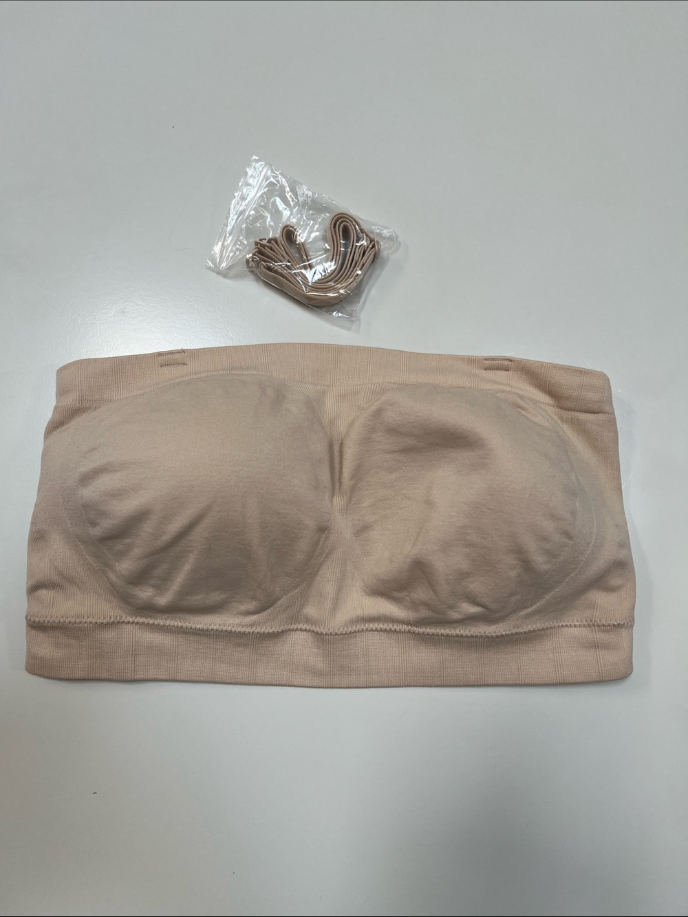 Seamless Strapless Bandeau - Light Beige Size Large Truekind With Straps